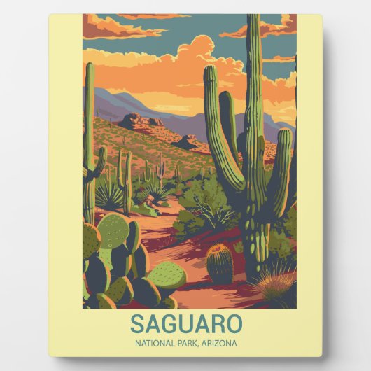Retro Saguaro Landschaftlich View Tablette Fotoplatte (Vorderseite)