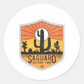 Retro Saguaro Nationalpark Arizona Tucson Cactus Runder Aufkleber (Vorderseite)
