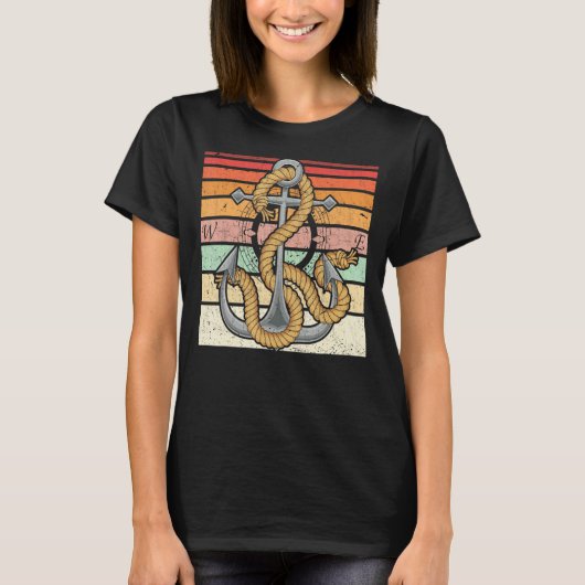 Retro Sail Boat Anchor Skipper Nautical Sailor Sai T-Shirt (Vorderseite)