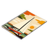 Retro Sailboat Sunset Illustration Notizblock (Linke Seite)