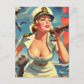 Retro Sailor-Button Postkarte (Vorderseite)