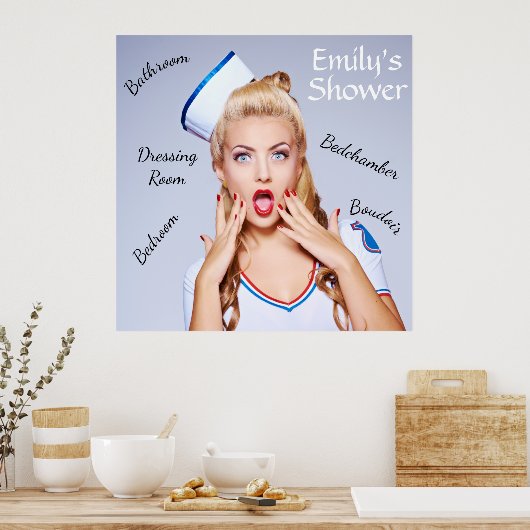 Retro Sailor Girl Poster mit bearbeitbarem Text (Küche)