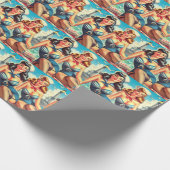Retro-Sailor-Pin-Ups Geschenkpapier (Ecke)
