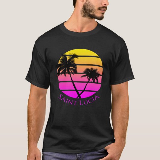 Retro Saint Lucia Beach T-Shirt (Vorderseite)