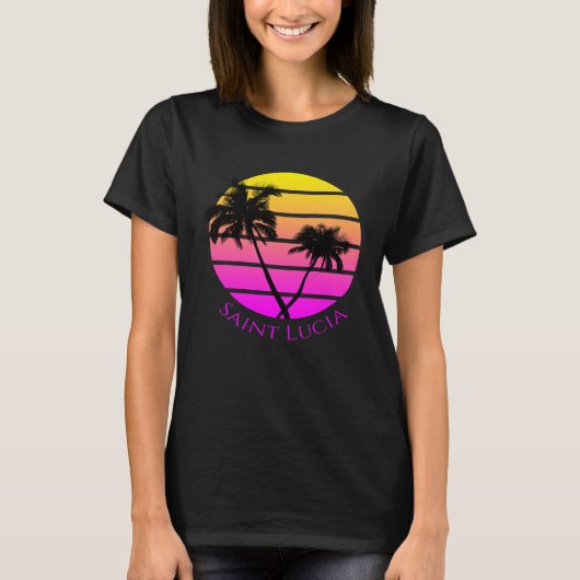 Retro Saint Lucia Beach T-Shirt (Vorderseite)