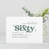 Retro Salbei Moderne minimale 60. Geburtstag Einladung (Stehend Vorderseite)