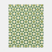 Retro Salbeigrün und Creme Gänseblümchen Schachbre Fleecedecke (Vorderseite)
