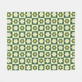 Retro Salbeigrün und Creme Gänseblümchen Schachbre Fleecedecke (Vorderseite (Horizontal))