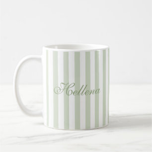 Retro Salbeigrün Weiße Streifen Benutzername Kaffeetasse