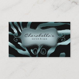 Retro Salon Wellness-Center Business Card Zebra Aq Visitenkarte