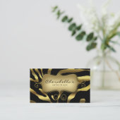 Retro Salon Wellness-Center Business Card Zebra Go Visitenkarte (Stehend Vorderseite)