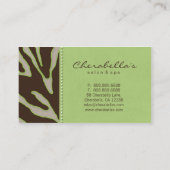 Retro Salon-Wellness-Center-Geschäfts-KarteZebra Visitenkarte (Rückseite)