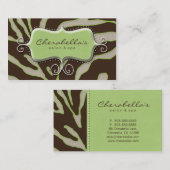 Retro Salon-Wellness-Center-Geschäfts-KarteZebra Visitenkarte (Vorne/Hinten)
