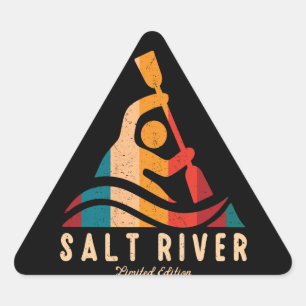 Retro Salt River Kayaking Dreieckiger Aufkleber