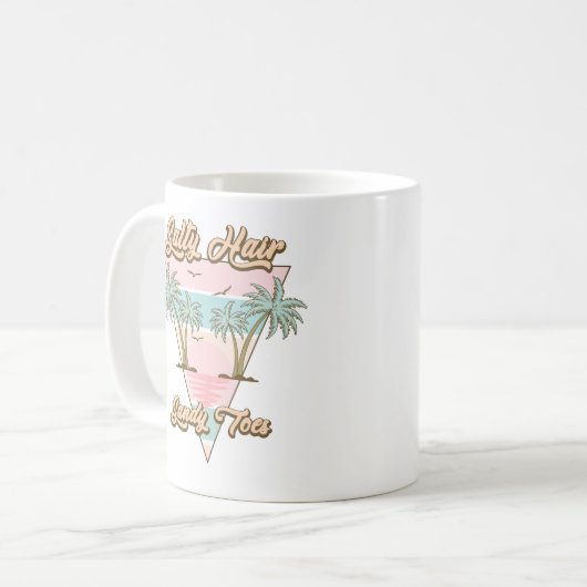 Retro "Salty Hair Sandy Toes" Beach Summer Kaffeetasse (Vorderseite Links)