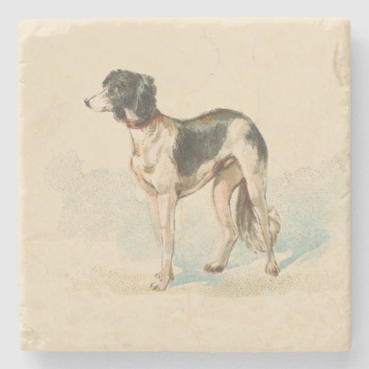 Retro Saluki Print Steinuntersetzer (Vorderseite)