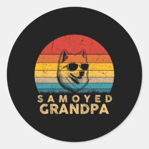Retro Samoyed Opa Dog Lover Paw Vater Vathers Da Runder Aufkleber