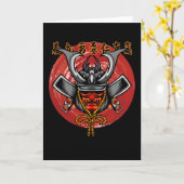 Retro Samurai Helmet - Perfekt Samurai Design Karte (Gelbe Blume)