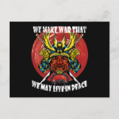 Retro Samurai Helmet - Samurai Zitat zum Frieden Postkarte (Vorderseite)