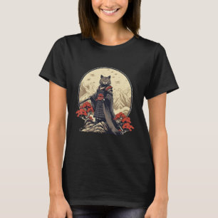 Retro Samurai Katze Japanisch Inspiriert Katze T-Shirt
