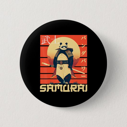 Retro Samurai Panda Button (Vorderseite)