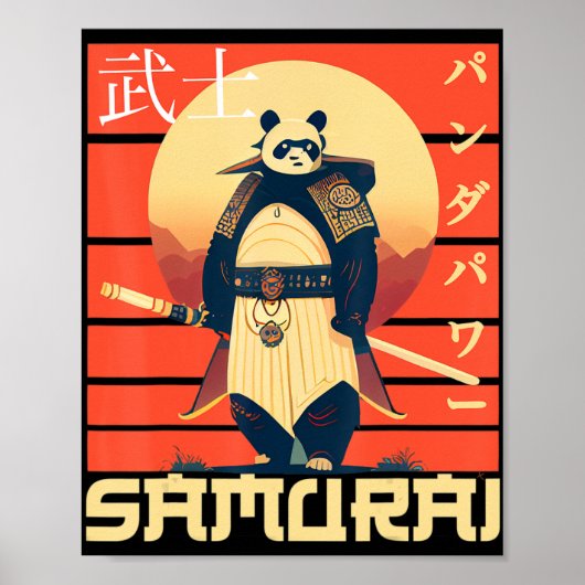 Retro Samurai Panda Poster (Vorne)