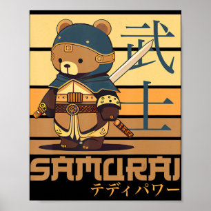 Retro Samurai Teddy japanische Kunst Perfekt für A Poster