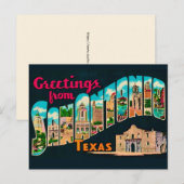 Retro San Antonio Greetings Postcard  Postkarte (Vorne/Hinten)