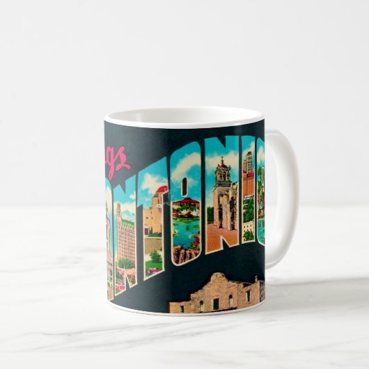 Retro San Antonio Postcard Mug Kaffeetasse (VorderseiteRechts)