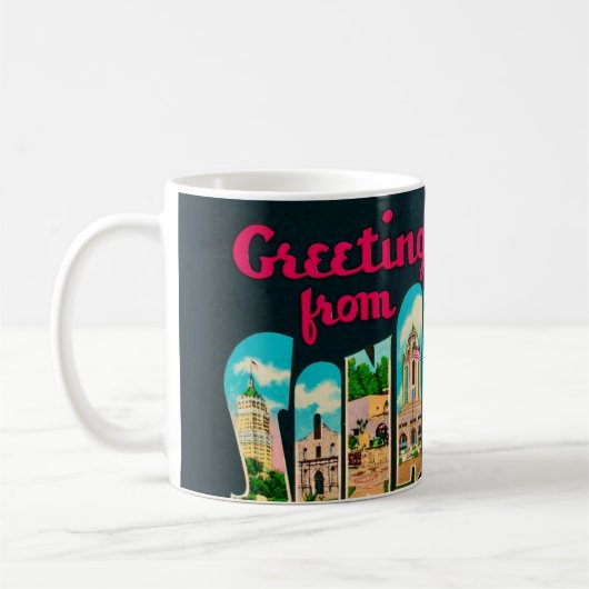 Retro San Antonio Postcard Mug Kaffeetasse (Links)