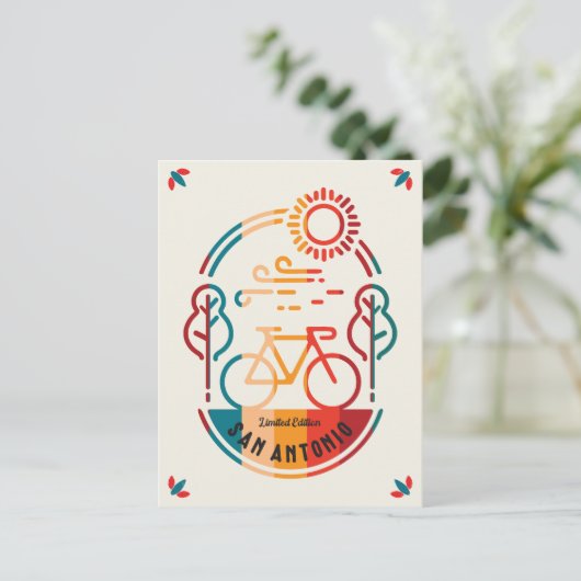 Retro San Antonio Radweg. Postkarte (Stehend Vorderseite)