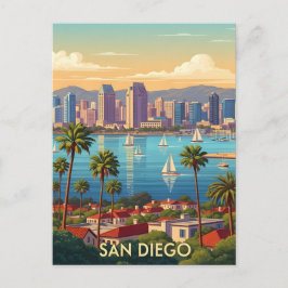 Retro San Diego California Coastal Skyline  Postkarte