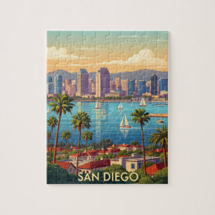 Retro San Diego Kalifornien Küstenhimmel Puzzle