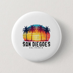 Retro San Diego Strände Kalifornien Surfbrett Button