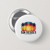 Retro San Diego Strände Kalifornien Surfbrett Button (Vorne & Hinten)