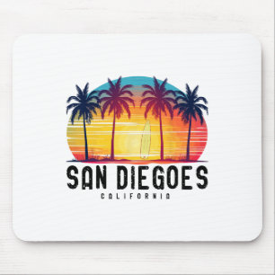 Retro San Diego Strände Kalifornien Surfbrett Mousepad