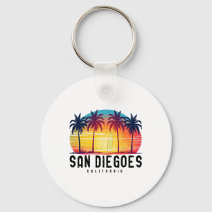 Retro San Diego Strände Kalifornien Surfbrett Schlüsselanhänger
