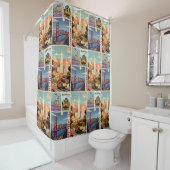 Retro San Francisco Patchwork Duschvorhang (Beispiel)