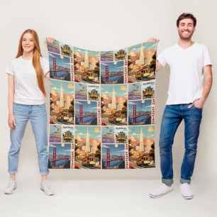 Retro San Francisco Patchwork Fleecedecke
