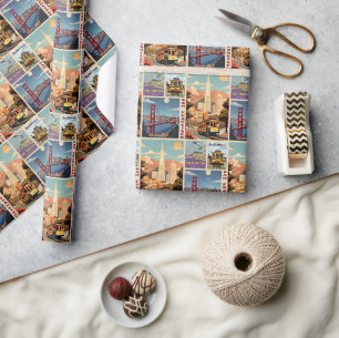 Retro San Francisco Patchwork Geschenkpapier