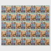Retro San Francisco Patchwork Geschenkpapier (Flach)