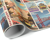 Retro San Francisco Patchwork Geschenkpapier (Rolleneckpunkt)