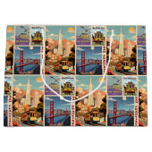Retro San Francisco Patchwork Große Geschenktüte (Vorderseite)