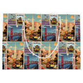 Retro San Francisco Patchwork Große Geschenktüte (Rückseite)