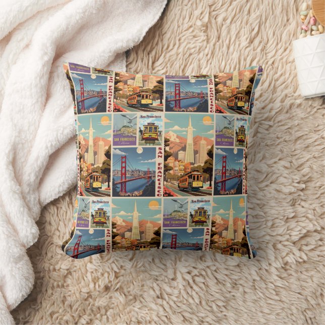 Retro San Francisco Patchwork Kissen (Decke)