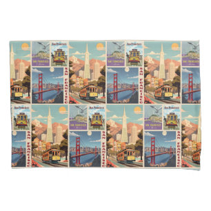 Retro San Francisco Patchwork Kissenbezug