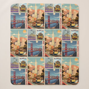 Retro San Francisco Patchwork Sherpadecke