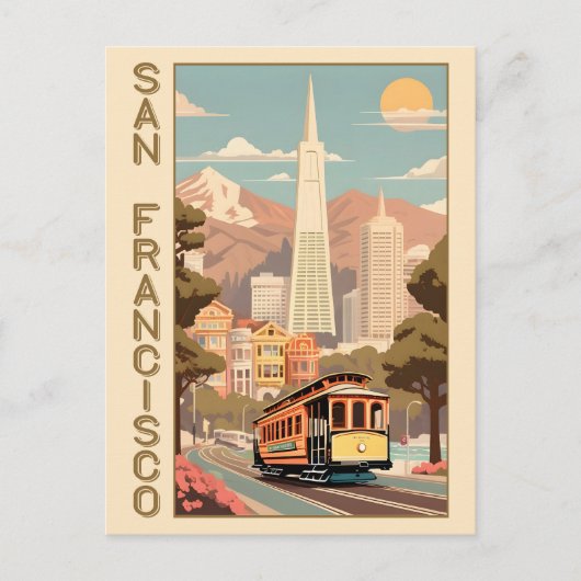 Retro San Francisco Postkarte (Vorderseite)