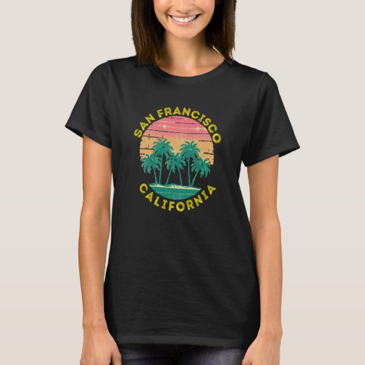 Retro San Francisco Vacation Souvenir Palm Tree T-Shirt (Vorderseite)