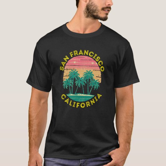 Retro San Francisco Vacation Souvenir Palm Tree T-Shirt (Vorderseite)
